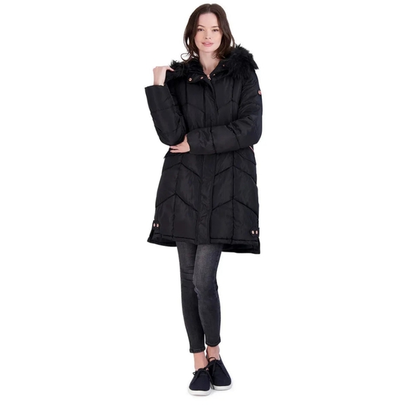 Jessica Simpson Women's Long Puffer Fur Hood  - Picture 1 of 5